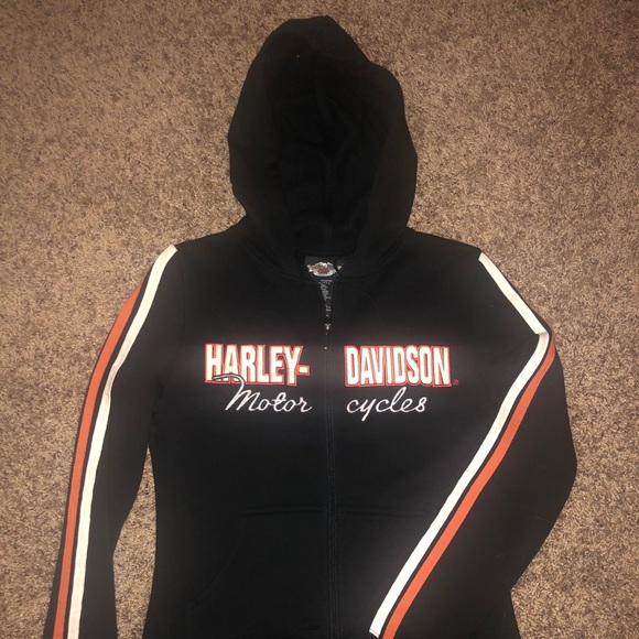 Harley-Davidson Zip-Up Hoodie - Black Size Small - Picture 2 of 6